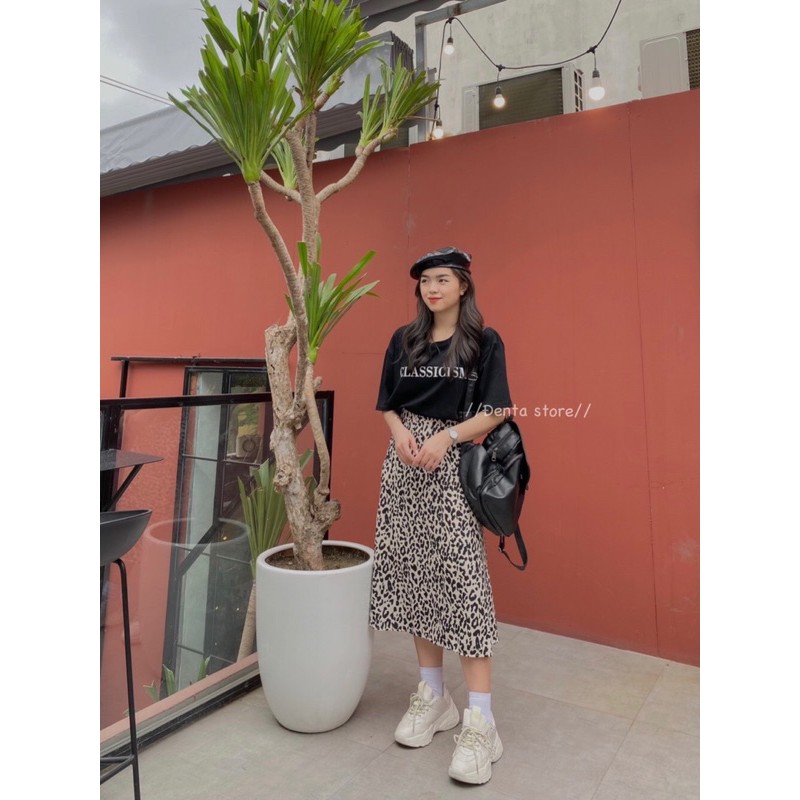 Chân váy dài da báo cạp khoá 103HC6 - Đenta shop