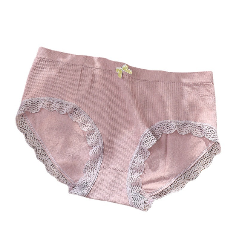 Quần Lót nữ Cotton Không Đường May Lưng Vừa Phối Ren Không Đường May Kháng Khuẩn Thoải Mái Thoáng Khí Dễ Thương Cho Nữ