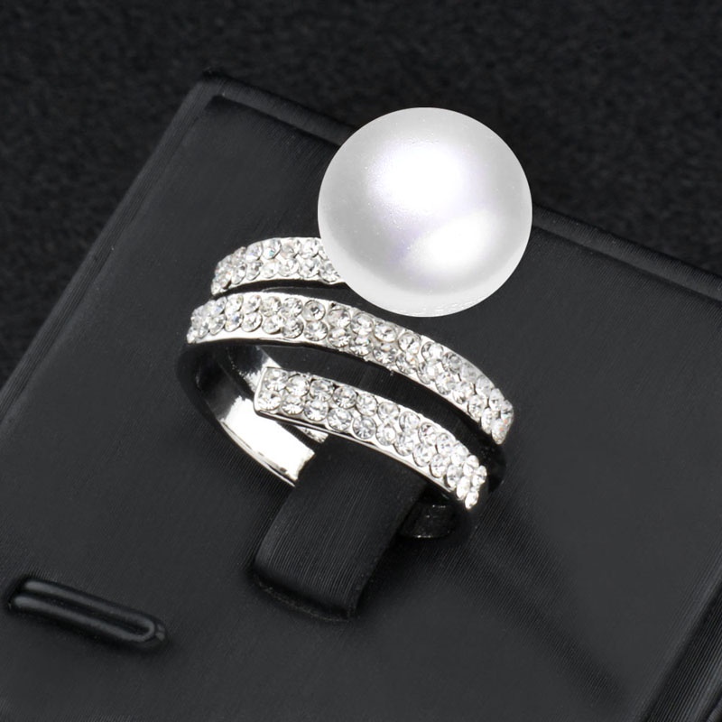 Nhẫn SINLEERY JZ558 đính đá zircon màu trắng/ đen/ vàng hồng thanh lịch cho nữ
