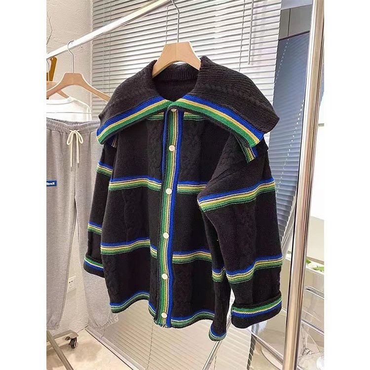 (HÀNG SẴN) Áo len Cardigan cổ hải quân phối nút - Áo khoác len phong cách Châu Âu