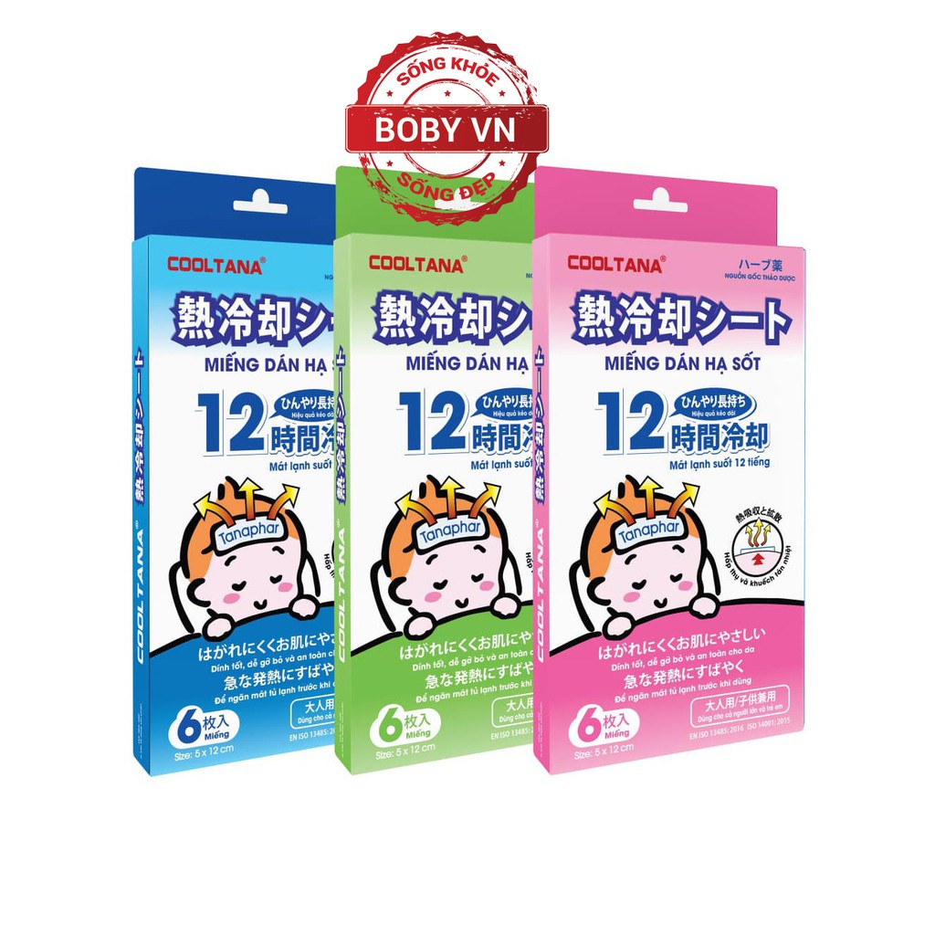 Dán hạ sốt Cooltana cho bé - Hộp 6 miếng - An toàn - Tiện lợi