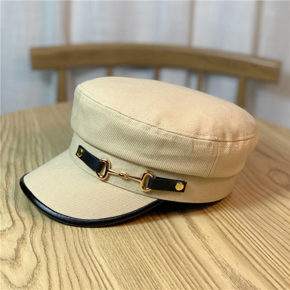 Mũ Bát Giác Giữ Ấm Mùa Thu Có Khóa Kim Loại Tùy Chỉnh Phong Cách Đường Phố Cho Nữ