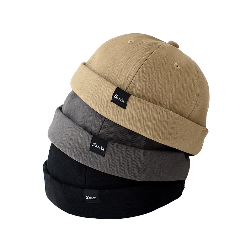 Mũ beanie LINJW không vành thêu chữ có thể điều chỉnh thời trang thường ngày