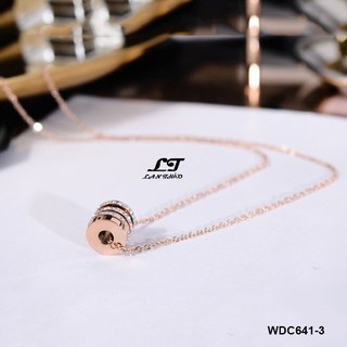 Dây chuyền nữ titan ống tròn đính đá WDC641-3 (vàng hồng)