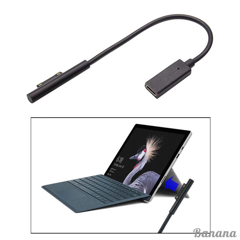 Dây Cáp Sạc Usb-C Type C 0.2m Cho Microsoft Surface Pro 3 / 4 / 5 / 6 / Pro Go / Laptop 15v / 3a