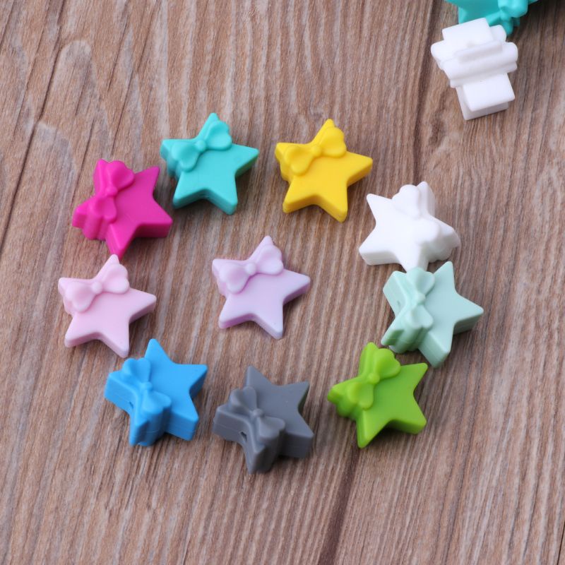 Đồ Chơi Xỏ Hạt Cườm Đầy Màu Sắc Hình Ngôi Sao Năm Cánh Bằng Silicone Dành Cho