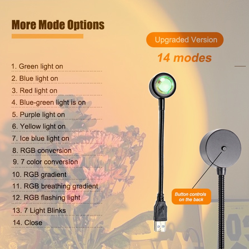 [Đèn hoàng hôn 7màu] Có decal chuyển đổi màu hoàng hôn, mặt trời, cầu vồng ảo diệu, chụp ảnh sống ảo, 𝗦𝗜𝗘̂𝗨 𝗛𝗢́𝗧 𝗧𝗜𝗞𝗧𝗢𝗞