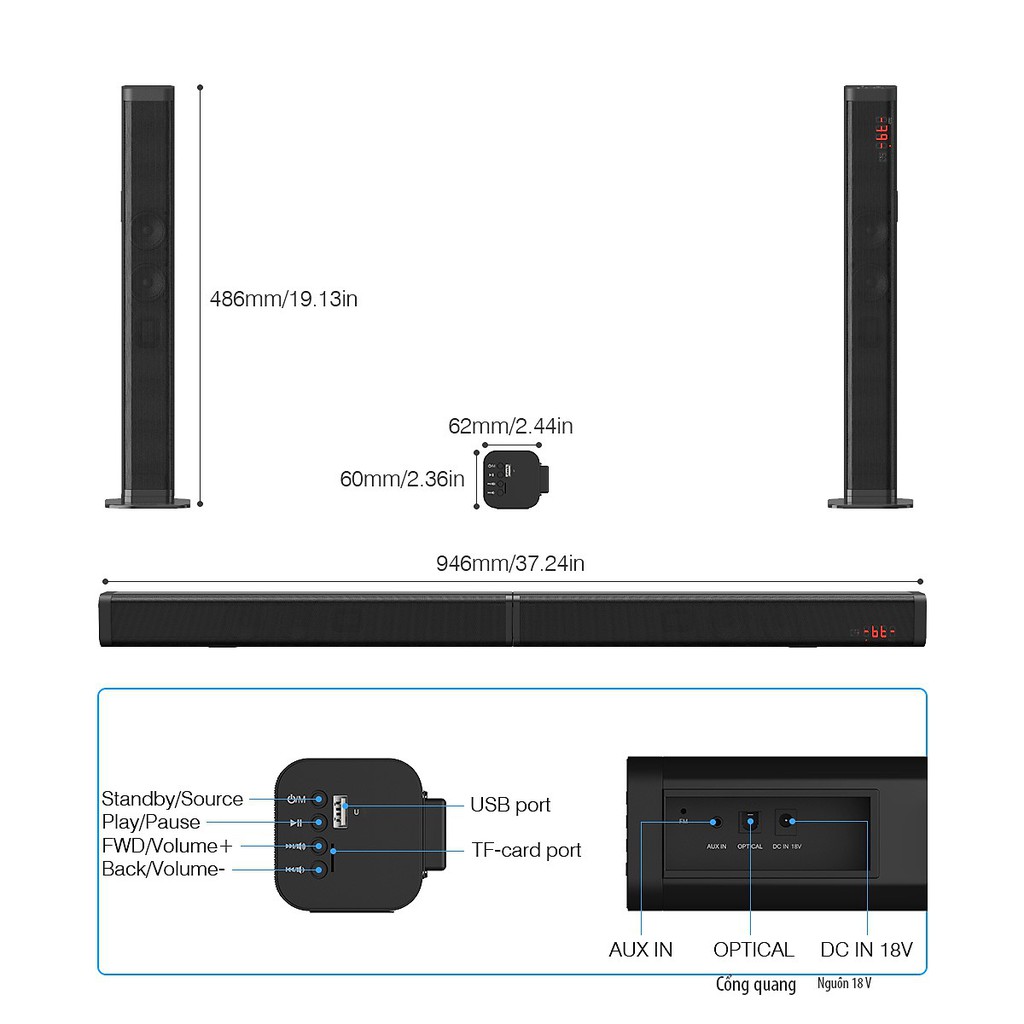 [Mã 254ELSALE giảm 7% đơn 300K] Loa soundbar loa thanh karaoke SK30EK (tặng kèm bộ 2 micro kara)