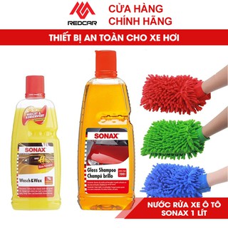 Nước Rửa Xe Ô Tô Sonax Chai 1 Lít Wasch and Wax  Hương Thơm Tự Nhiên - Rửa Xe Siêu Sạch Sáng Bóng