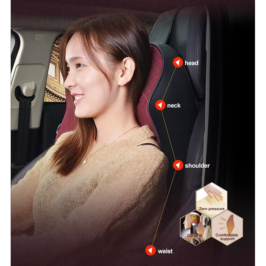 Anyike 1 Cái 3D Cao Su Non Xe Ô Tô Phần Tựa Đầu Của Ghế Gối Rắn Cho Thư Giãn Cổ Hỗ Trợ Eo Lưng Bộ Đệm Gối Tự Động P