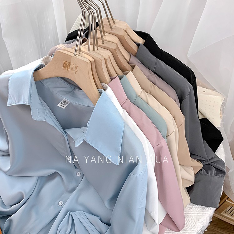 Áo Sơ Mi Tay Dài Mềm Mại Thời Trang Xuân Thu Cho Nữ