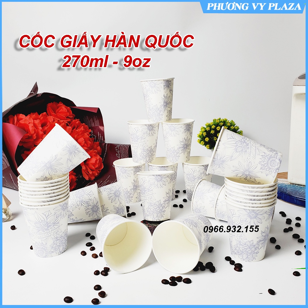 50 cốc giấy hoa 270ml siêu đẹp 9oz cao cấp