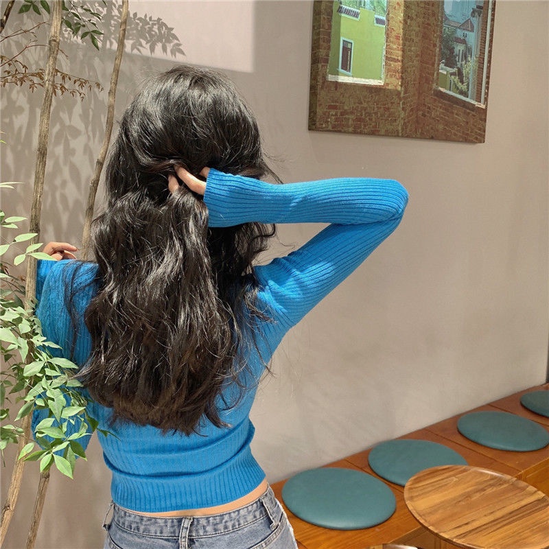 COZOK Áo Len Tay Dài Dáng Ôm Quyến Rũ Dễ Phối Đồ Cho Nữ