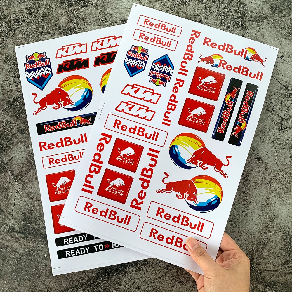 1 CÁI RedBull&KTM A4 Kích Cỡ Nhãn Dán Moto GP Nhãn Dán Xe Máy Sửa đổi Mũ Sắt Của Lính Trang Trí