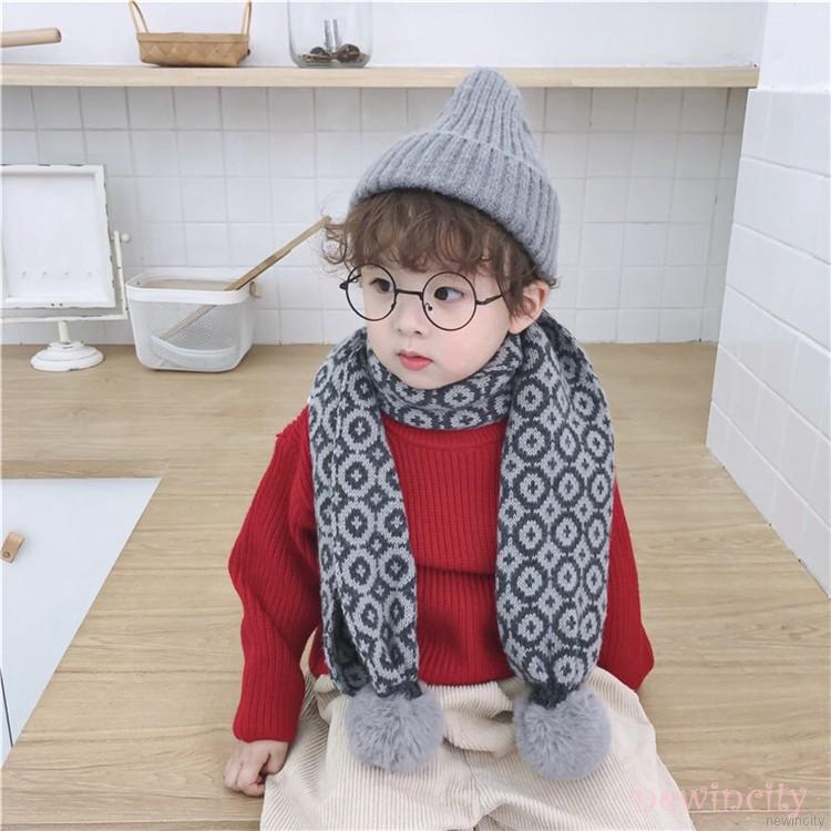 Khăn choàng cổ dệt kim thiết kế đơn giản phong cách Hàn Quốc dành cho bé