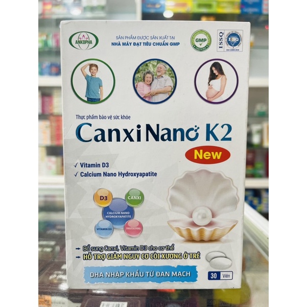 Canxi Nano K2 - 30 viên - bổ sung canxi, vitamin D3 cho cơ thể, giảm nguy cơ còi xương ở trẻ