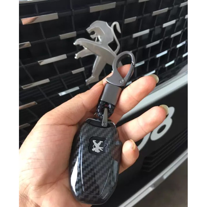 Ốp khóa vân Carbon cho xe Peugeot 2008 3008 5008 gồm móc chìa