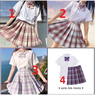 [Order] Set đồng phục áo trắng trơn nơ có điều chỉnh váy - Seifuku kèm nơ