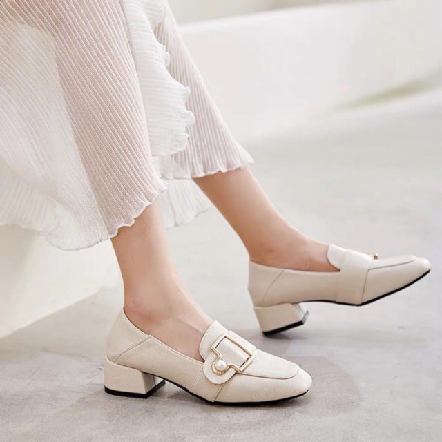 ulzzang [sẵn] Giầy búp bê đế vuông oxford Hàn Quốc G010