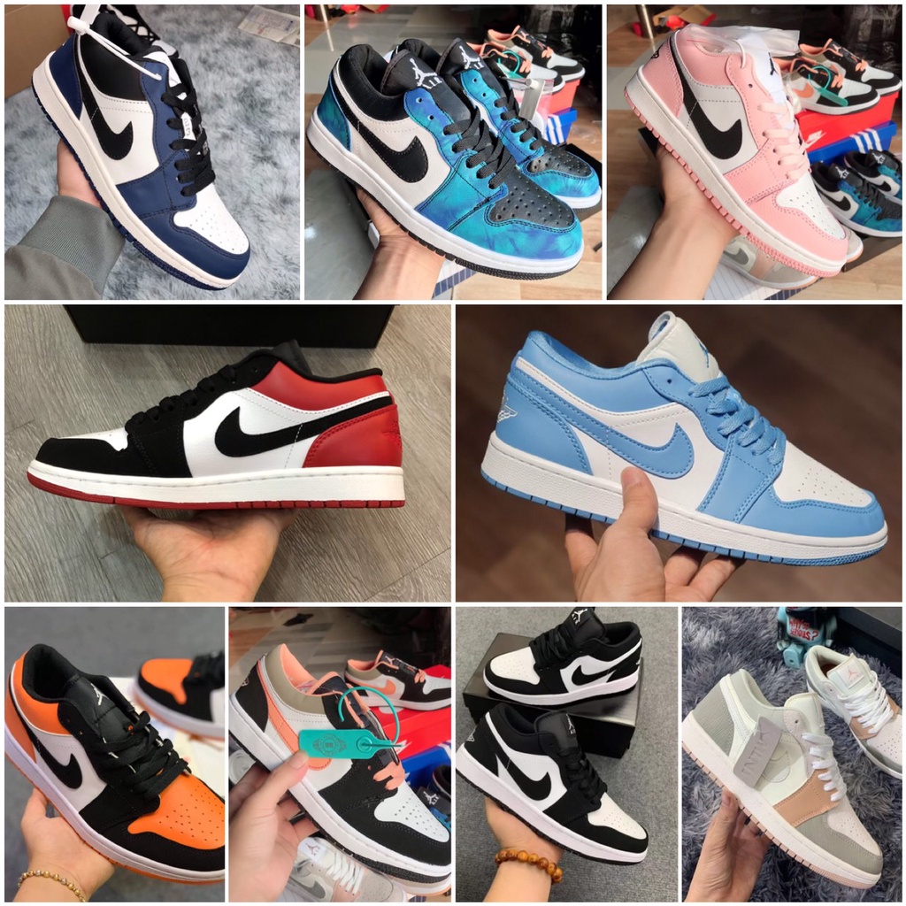 [BÁN LỖ XIN ĐÁNH GIÁ] Giày Jordan cổ thấp, giày JD1 low đen cam cổ thấp nam nữ đủ màu hàng cao cấp Full Box + dây