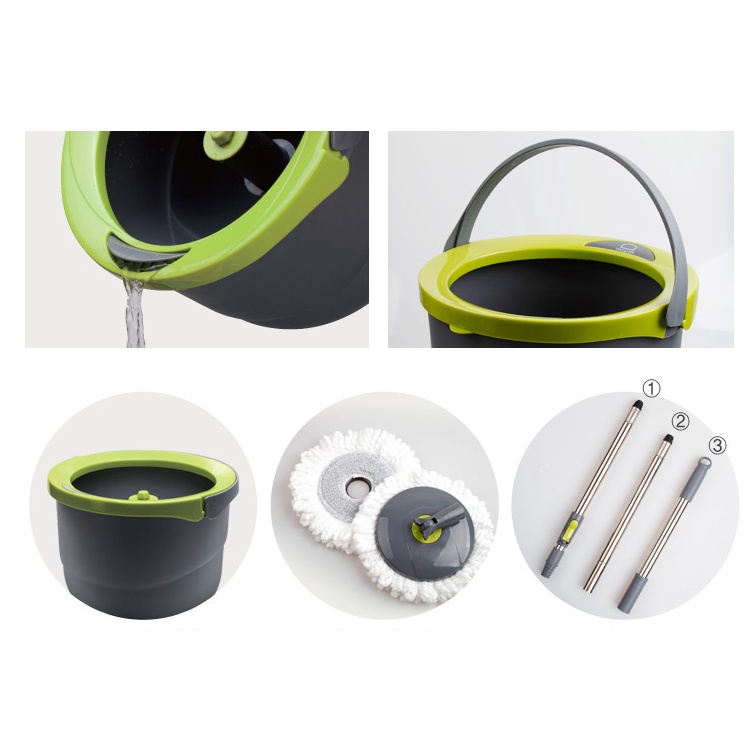 Cây lau nhà, Bộ lau nhà Lock&Lock mini Spin mop ETM498 - KÈM 2 BÔNG LAU