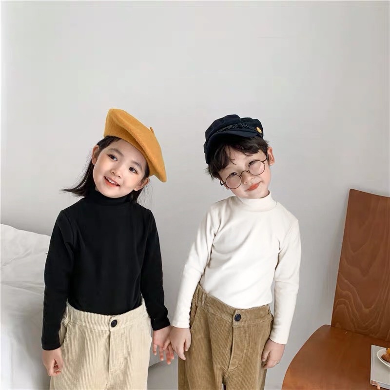 combo 4 áo cotton lụa cao cổ cho bé