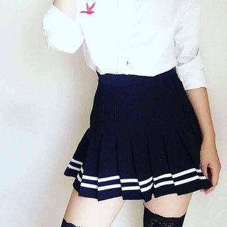 (Xả kho) CHÂN VÁY TENNIS SKIRT ĐEN VIỀN TRẮNG (Kèm ảnh thật)