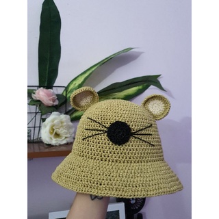 Mũ chuột handmade, mũ ajuma, mũ xinh cho bé yêu (mũ cói, mũ sợi)