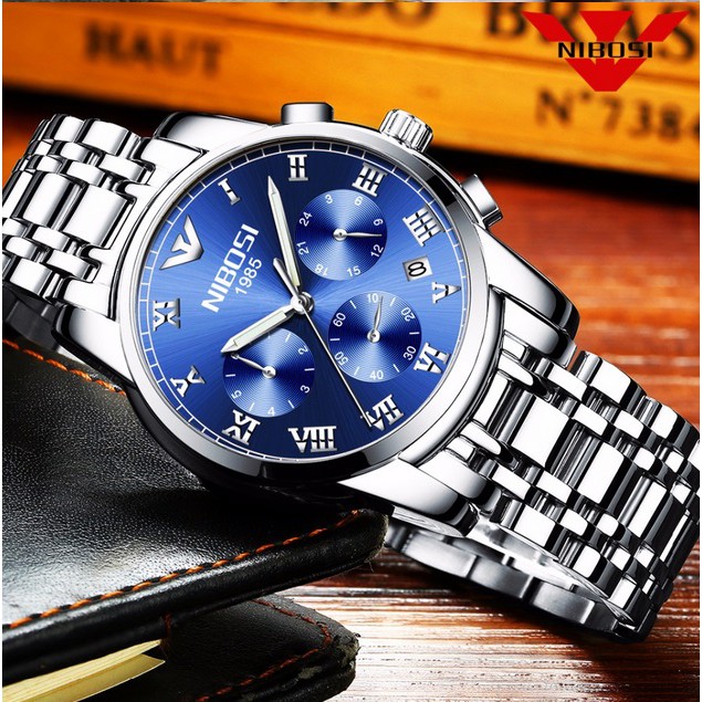 Đồng hồ nam dây thép đặc 6 kim Nibosi 1985 fullbox | BigBuy360 - bigbuy360.vn