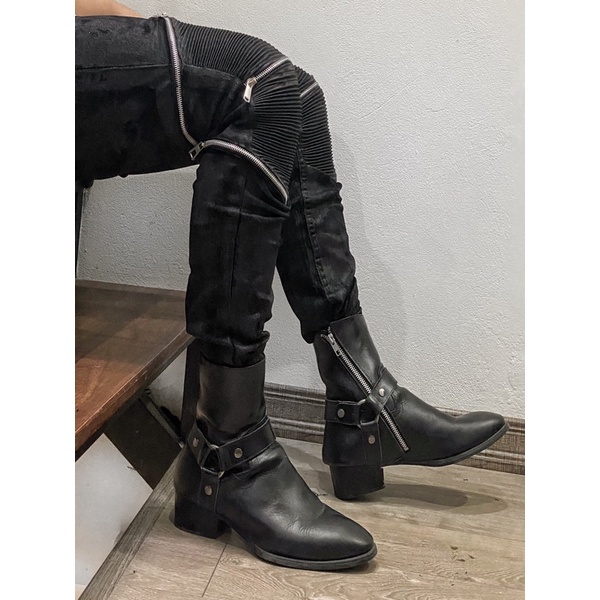 Biker Jeans Siêu Cấp - Quần bò dáng biker wax 6 zip chéo