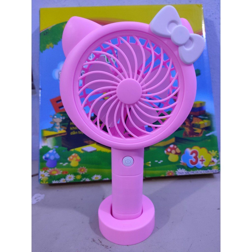 Quạt mini fan cầm tay tích điện hình hello kitty và doremon