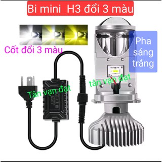 Đèn pha Led bi cầu Mini Napak cốt đổi 3 màu năm 2020