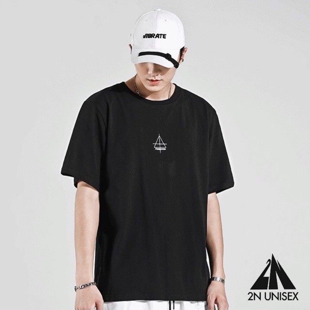 [ Có Ảnh Thật ] Áo thun unisex tay lỡ form rộng - Phông thêu tam giác | BigBuy360 - bigbuy360.vn