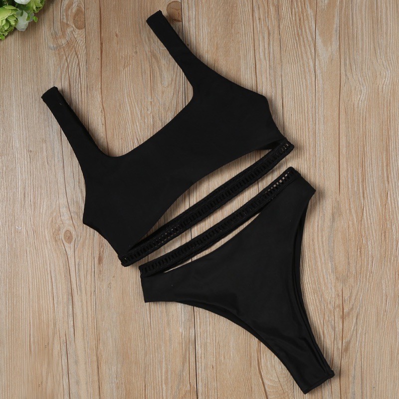 [BKN964] &lt;ÂU&gt; SET BIKINI BASIC CUTOUT ĐEN/TRẮNG/ĐỎ (CẠP CAO)