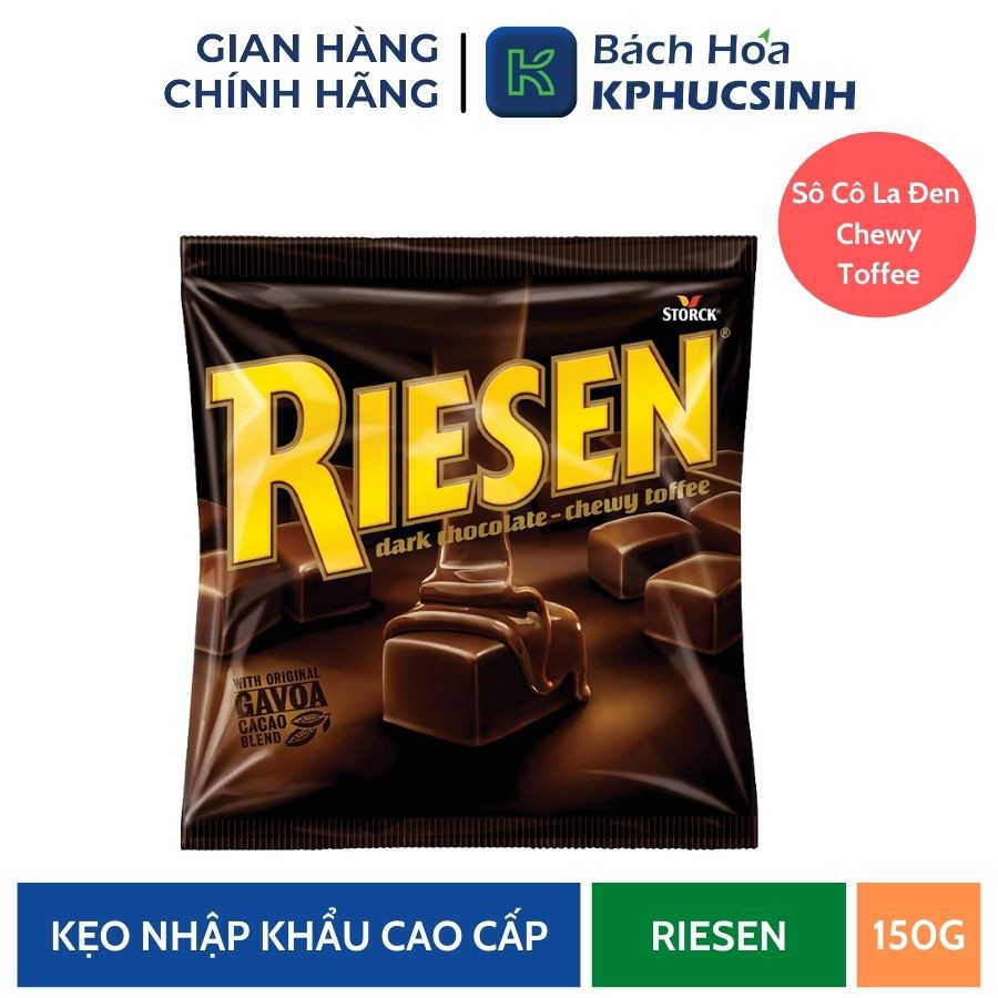 Kẹo sô cô la đen nhân mềm chewy toffee hiệu Riesen 150g KPHUCSINH - Hàng Chính Hãng