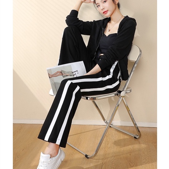 Quần dài nữ ống rộng lưng cao thời trang năng động