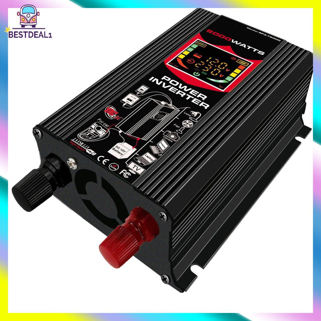 Bộ Biến Tần Thông Minh Usb Kép 6000w 12v Sang 220v / 110v Cho Xe Hơi