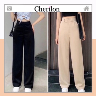 Quần ống rộng suông dài 100cm Kanimi 1 cúc, quần culottes chất tuyết mưa cực đẹp tôn dáng