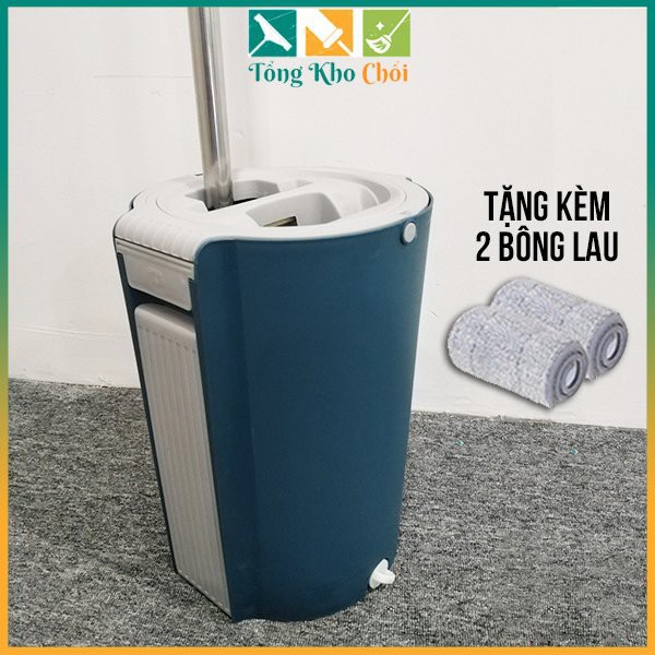 Bộ cây lau nhà tự vắt thông minh xoay 360 độ chính hãng Pulito, Cây lau nhà tự vắt tiện lợi kèm thùng tròn LS-CKT-TT