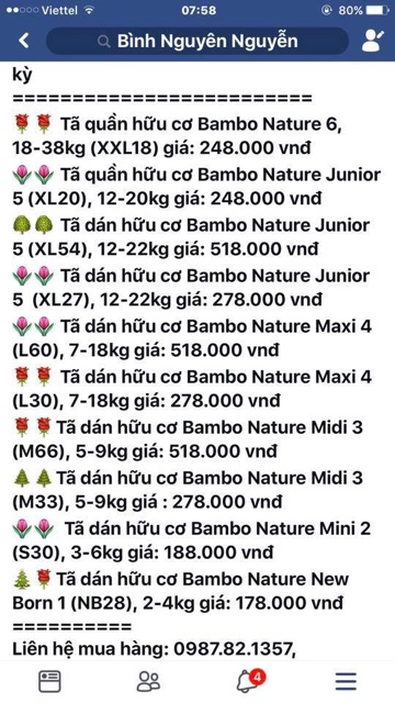 Bộ Tã Giấy BAMBO NATURE Size L 30 Miếng