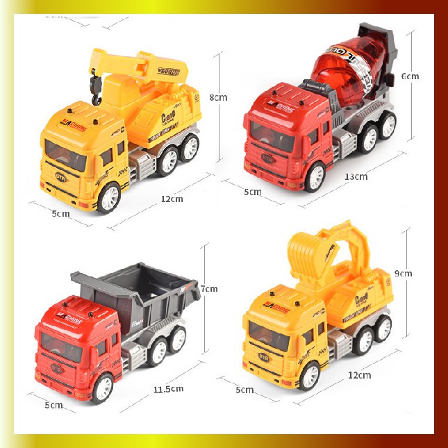 Xe đồ chơi công trình, cần cẩu, cứu hỏa, xe ô tô quán tính chạy đà cho bé