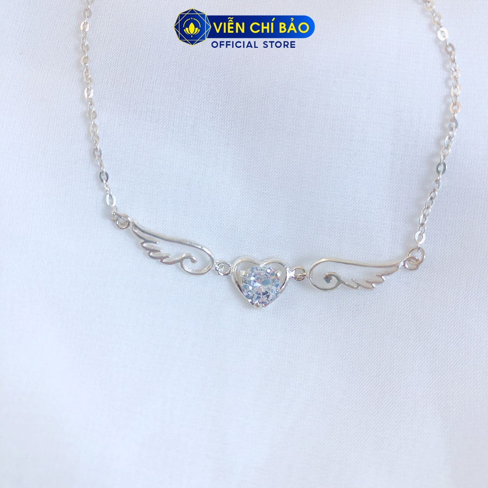 Dây chuyền bạc nữ hình cánh thiên thần mix đá nhiều màu bạc 925 thời trang phụ kiện trang sức nữ Viễn Chí Bảo D400127