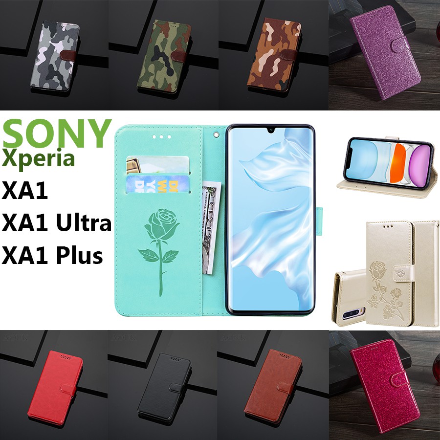 Bao da điện thoại kiểu ví gập đựng thẻ chống rơi bảo vệ toàn diện dành cho Sony Xperia XA1 / XA1 Plus / XA1 Ultra