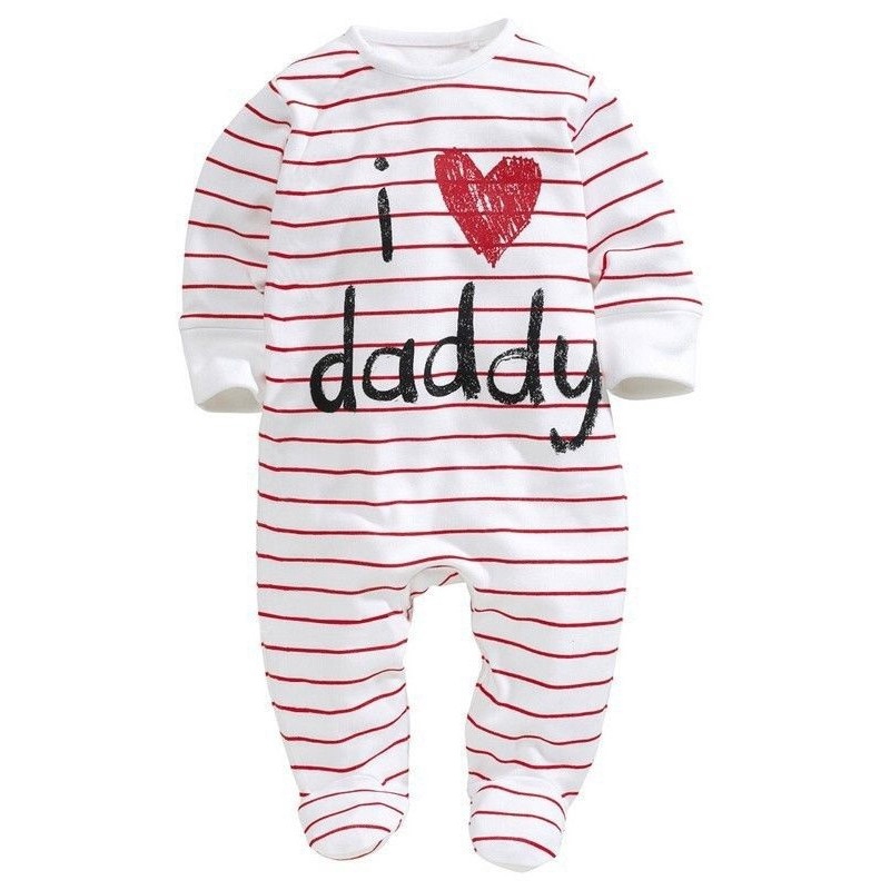 Bộ Quần Yếm In Chữ I Love Daddy &amp; I Love Mummy Cho Trẻ Sơ Sinh