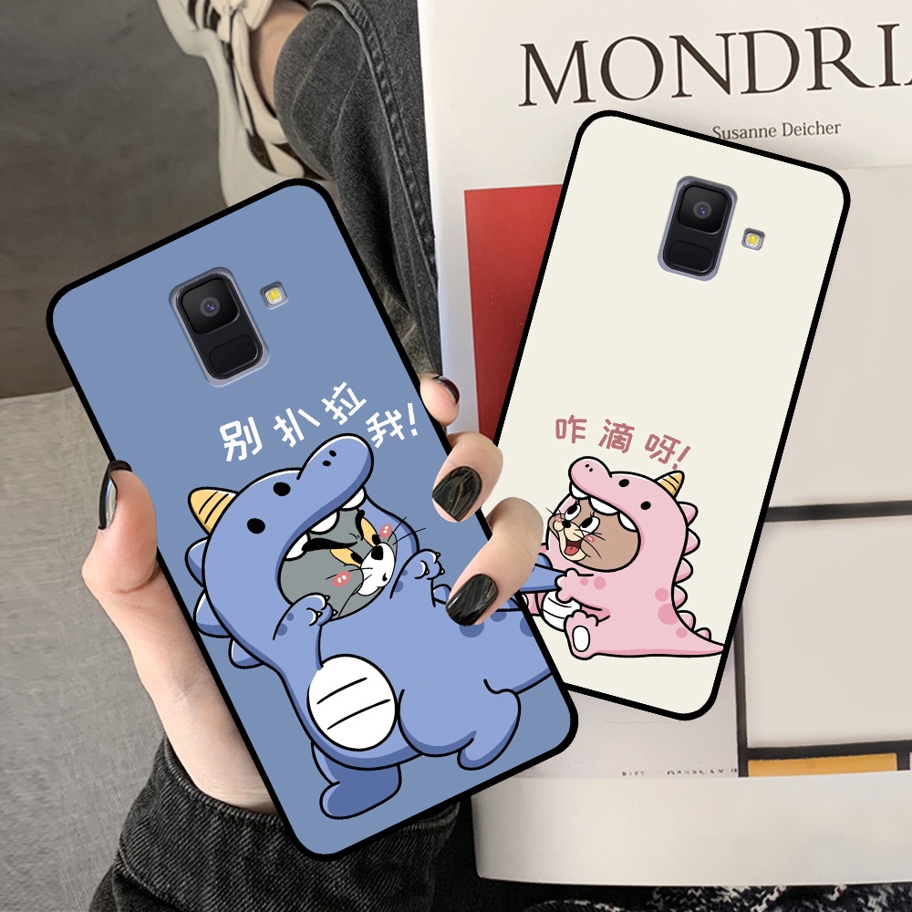 Ốp lưng Samsung A6 2018 / A6 Plus in hình cặp đôi doremon, hổ, khủng long dễ thương