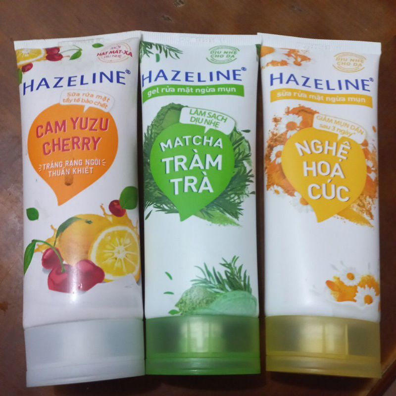 Sữa rửa mặt Hazeline cam yuzu, matcha tràm trà, nghệ hoa cúc 100g