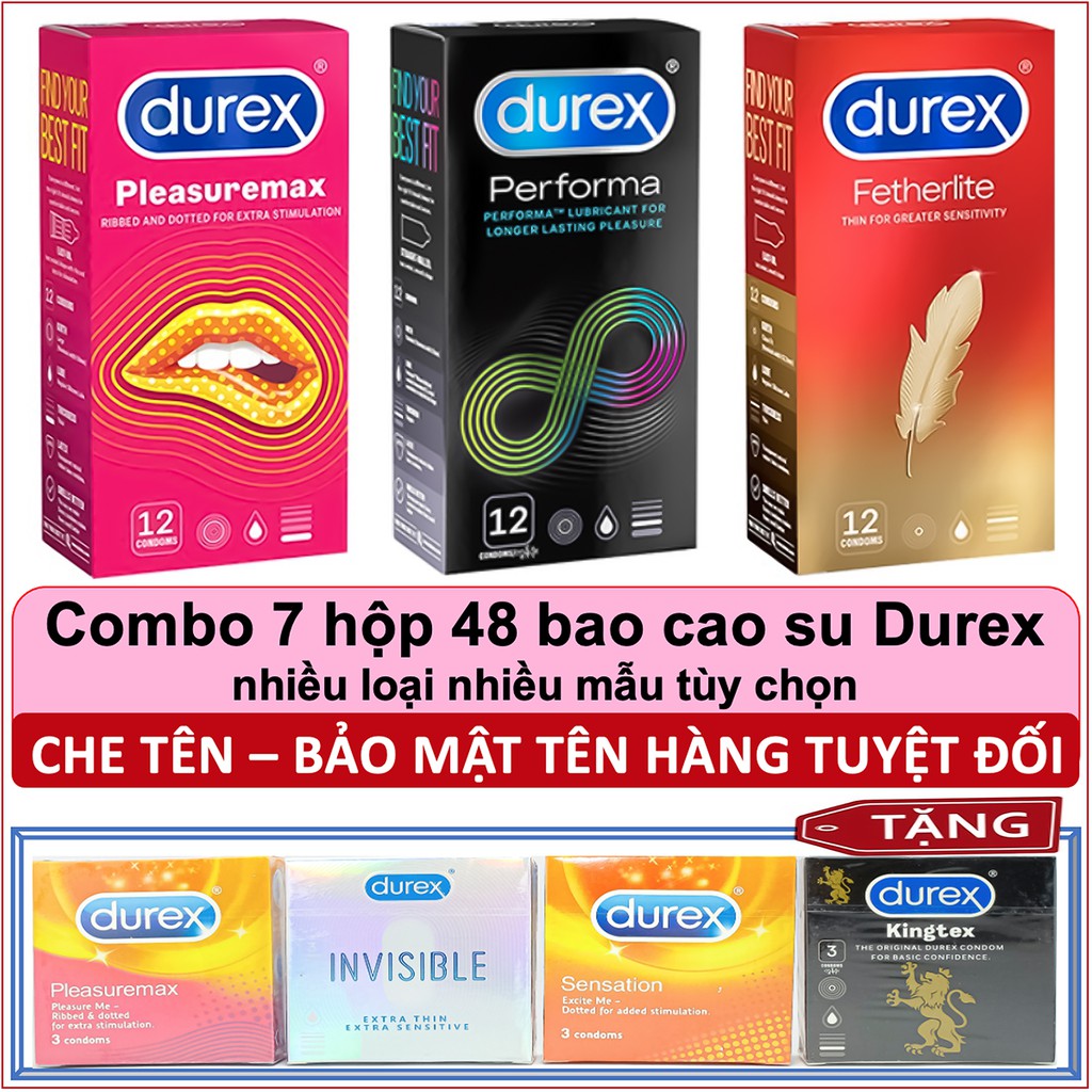 [DEAL HOT] Combo 7 Hộp Bao cao su Durex 48 bao tùy chọn