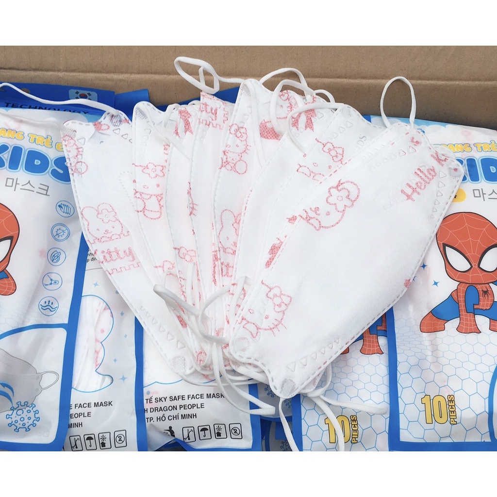 (Đủ Hình)-Khẩu trang 4d KF94 cho bé hình họa tiết siêu dễ thương( túi 10 cái)
