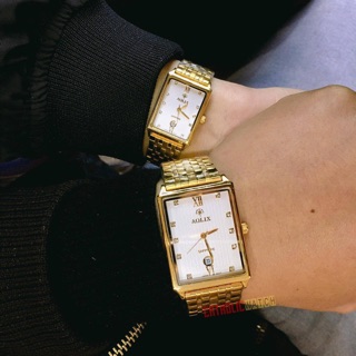 Đồng hồ đôi Aolix mặt vuông giá một cặp chính hãng ảnh thật