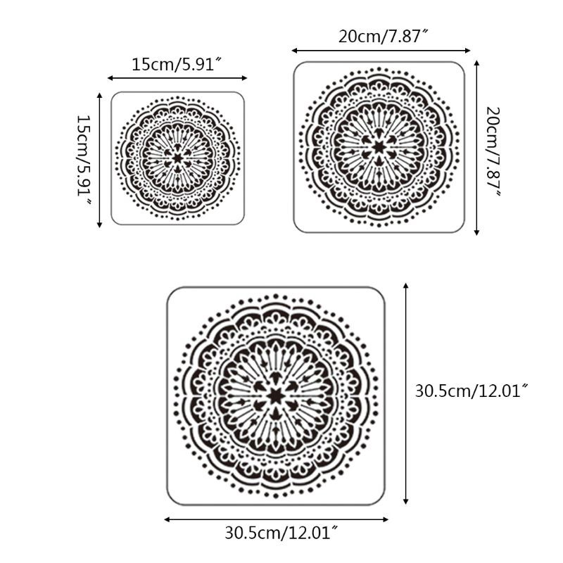 MANDALA Set 9 Khuôn Vẽ Họa Tiết Cách Điệu Trang Nhã Dùng Để Hỗ Trợ Trang Trí Nội Thất